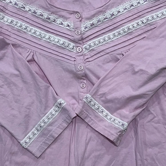 Keyocean Cotton Pink & White XXL women’s Nightgown - Picture 3 of 7